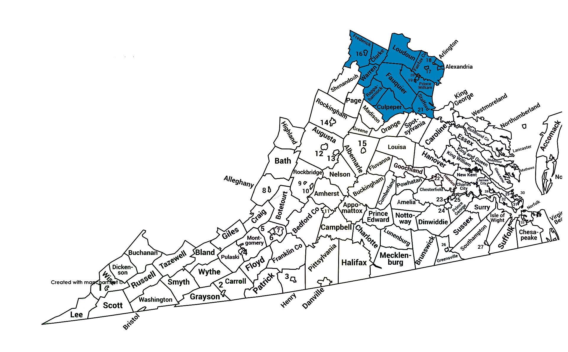 ایمی مور کے علاقے کا نقشہ